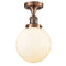 Beacon Semi-Flush Mount shown in the Antique Copper finish with a Matte White shade