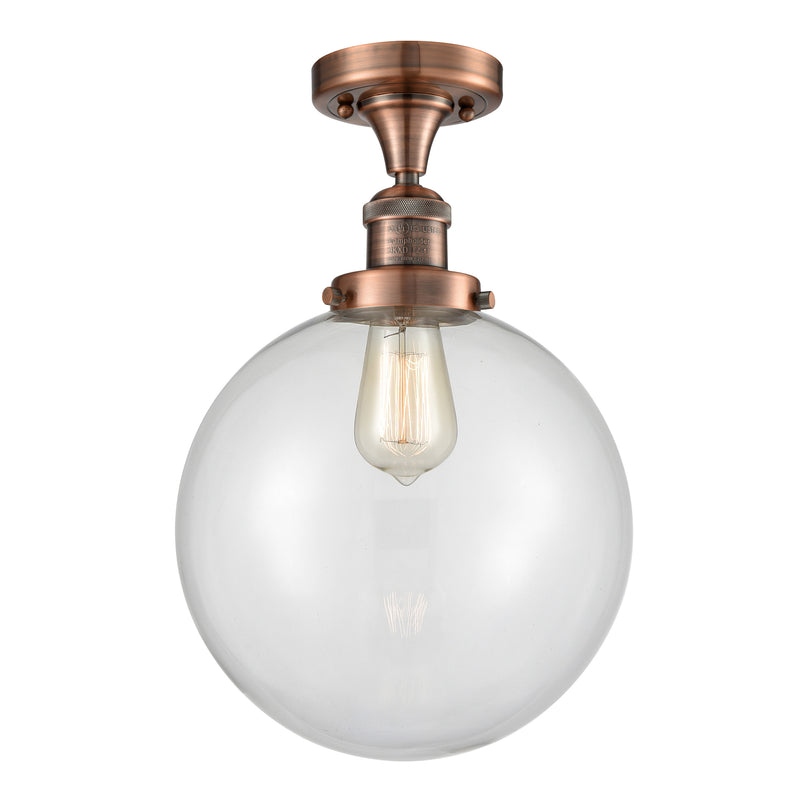 Beacon Semi-Flush Mount shown in the Antique Copper finish with a Clear shade