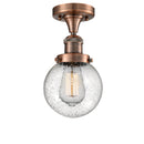 Beacon Semi-Flush Mount shown in the Antique Copper finish with a Seedy shade