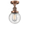 Beacon Semi-Flush Mount shown in the Antique Copper finish with a Seedy shade