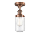 Dover Semi-Flush Mount shown in the Antique Copper finish with a Seedy shade