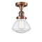 Olean Semi-Flush Mount shown in the Antique Copper finish with a Seedy shade