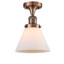 Cone Semi-Flush Mount shown in the Antique Copper finish with a Matte White shade