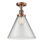 Cone Semi-Flush Mount shown in the Antique Copper finish with a Clear shade