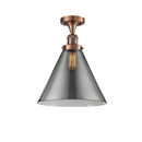 Cone Semi-Flush Mount shown in the Antique Copper finish with a Plated Smoke shade