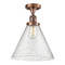 Cone Semi-Flush Mount shown in the Antique Copper finish with a Seedy shade