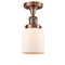 Bell Semi-Flush Mount shown in the Antique Copper finish with a Matte White shade