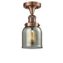 Bell Semi-Flush Mount shown in the Antique Copper finish with a Plated Smoke shade