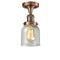 Bell Semi-Flush Mount shown in the Antique Copper finish with a Seedy shade