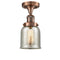 Bell Semi-Flush Mount shown in the Antique Copper finish with a Silver Plated Mercury shade