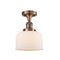 Bell Semi-Flush Mount shown in the Antique Copper finish with a Matte White shade