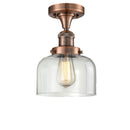 Bell Semi-Flush Mount shown in the Antique Copper finish with a Clear shade