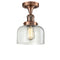 Bell Semi-Flush Mount shown in the Antique Copper finish with a Clear shade