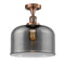 Bell Semi-Flush Mount shown in the Antique Copper finish with a Plated Smoke shade