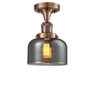 Bell Semi-Flush Mount shown in the Antique Copper finish with a Plated Smoke shade