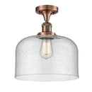 Bell Semi-Flush Mount shown in the Antique Copper finish with a Seedy shade