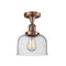 Bell Semi-Flush Mount shown in the Antique Copper finish with a Seedy shade