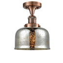 Bell Semi-Flush Mount shown in the Antique Copper finish with a Silver Plated Mercury shade