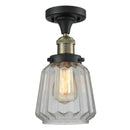 Chatham Semi-Flush Mount shown in the Black Antique Brass finish with a Clear shade