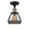 Fulton Semi-Flush Mount shown in the Black Antique Brass finish with a Plated Smoke shade