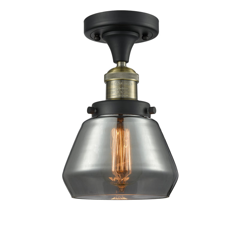 Fulton Semi-Flush Mount shown in the Black Antique Brass finish with a Plated Smoke shade