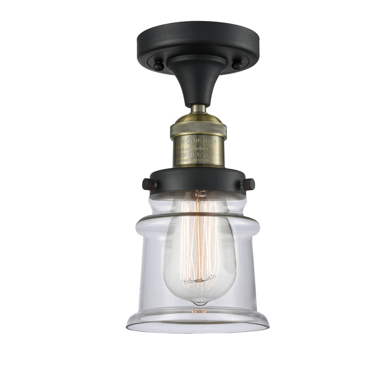 Canton Semi-Flush Mount shown in the Black Antique Brass finish with a Clear shade