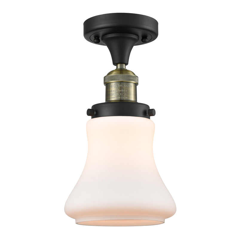 Bellmont Semi-Flush Mount shown in the Black Antique Brass finish with a Matte White shade