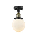 Beacon Semi-Flush Mount shown in the Black Antique Brass finish with a Matte White shade