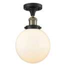 Beacon Semi-Flush Mount shown in the Black Antique Brass finish with a Matte White shade