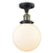 Beacon Semi-Flush Mount shown in the Black Antique Brass finish with a Matte White shade