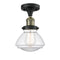 Olean Semi-Flush Mount shown in the Black Antique Brass finish with a Clear shade