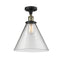 Cone Semi-Flush Mount shown in the Black Antique Brass finish with a Clear shade