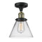 Cone Semi-Flush Mount shown in the Black Antique Brass finish with a Clear shade