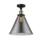 Cone Semi-Flush Mount shown in the Black Antique Brass finish with a Plated Smoke shade