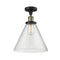 Cone Semi-Flush Mount shown in the Black Antique Brass finish with a Seedy shade