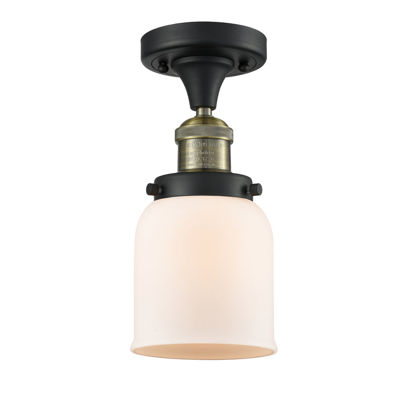 Bell Semi-Flush Mount shown in the Black Antique Brass finish with a Matte White shade