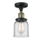 Bell Semi-Flush Mount shown in the Black Antique Brass finish with a Clear shade