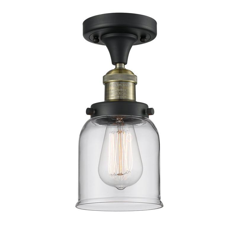 Bell Semi-Flush Mount shown in the Black Antique Brass finish with a Clear shade