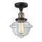 Oxford Semi-Flush Mount shown in the Black Antique Brass finish with a Clear shade