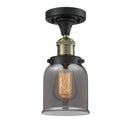 Bell Semi-Flush Mount shown in the Black Antique Brass finish with a Plated Smoke shade