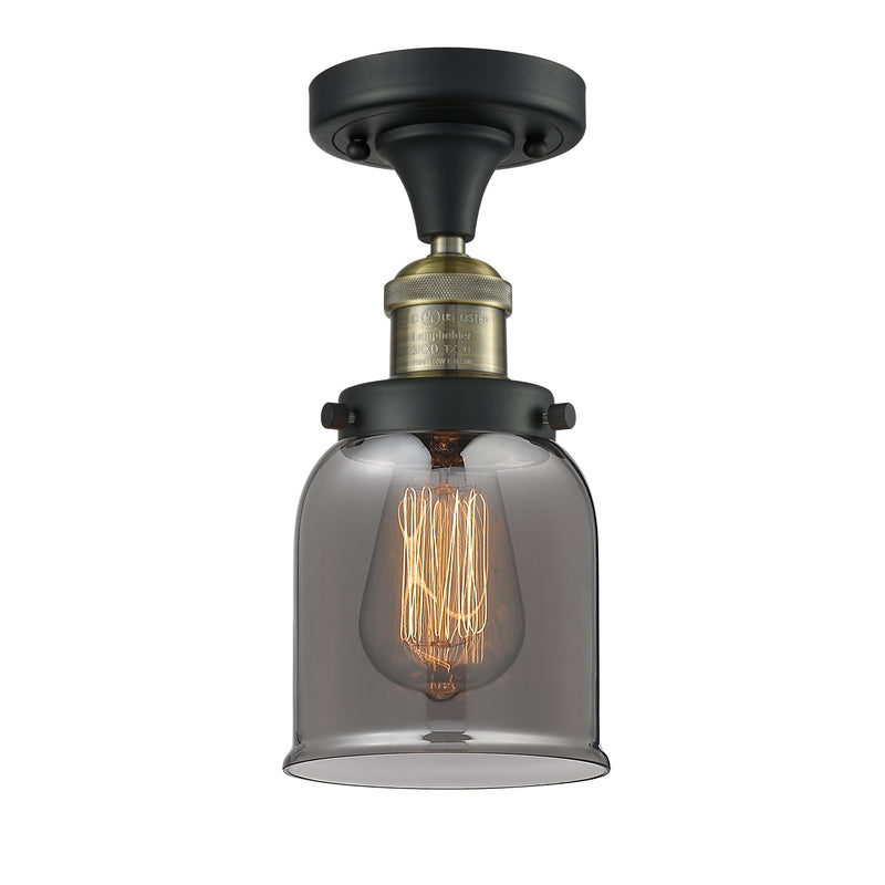 Bell Semi-Flush Mount shown in the Black Antique Brass finish with a Plated Smoke shade