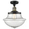 Oxford Semi-Flush Mount shown in the Black Antique Brass finish with a Seedy shade