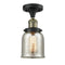 Bell Semi-Flush Mount shown in the Black Antique Brass finish with a Silver Plated Mercury shade