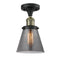 Cone Semi-Flush Mount shown in the Black Antique Brass finish with a Plated Smoke shade