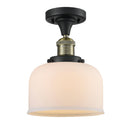 Bell Semi-Flush Mount shown in the Black Antique Brass finish with a Matte White shade