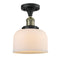 Bell Semi-Flush Mount shown in the Black Antique Brass finish with a Matte White shade