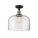 Bell Semi-Flush Mount shown in the Black Antique Brass finish with a Clear shade