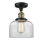 Bell Semi-Flush Mount shown in the Black Antique Brass finish with a Clear shade