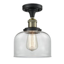 Bell Semi-Flush Mount shown in the Black Antique Brass finish with a Clear shade