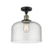 Bell Semi-Flush Mount shown in the Black Antique Brass finish with a Seedy shade